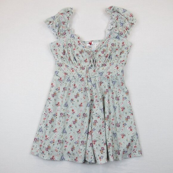 Heart & Heels Romper Juniors Size XL Floral Embroidered Eyelet Short Elastic Sle - Picture 1 of 7